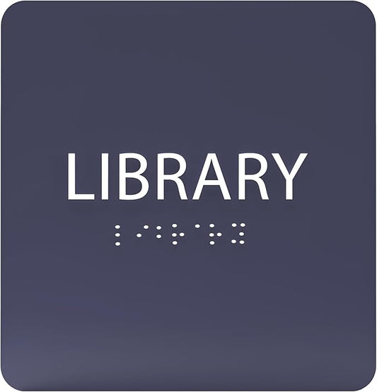 6" X6" Library Sign - ADA Compliant Tactile Graphics Grade 2 Braille Text Acrylic Wall Sign - Quiet zone, Information Convey, Group Study Room Door Signs for Office, School, Home