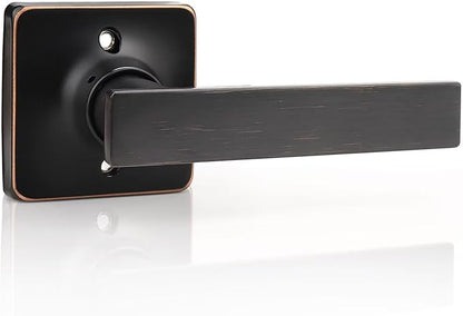 GOBEKOR 1 Pack Oil Rubbed Bronze Door Handles Interior Single Dummy Door Handle for Closets Keyless Bronze Lever Interior Closet Door Levers