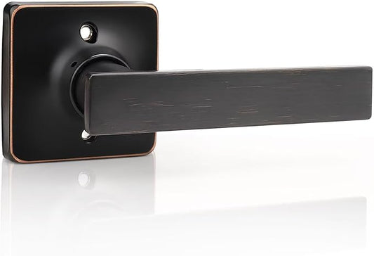 GOBEKOR 1 Pack Oil Rubbed Bronze Door Handles Interior Single Dummy Door Handle for Closets Keyless Bronze Lever Interior Closet Door Levers