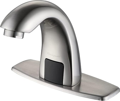 Charmingwater Touchless Bathroom Sink Faucet with Automatic Sensor, Motion Bathroom Faucet with Hole Cover Plate, Brushed Nickel