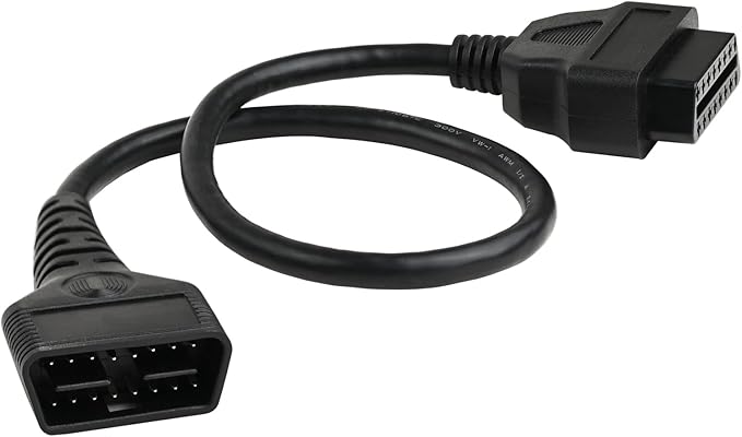 iKKEGOL Full 16 Pin OBD2 OBD II Male to Female Extension Cable Cord Diagnostic Tool Adapter for Auto Car Vehicle Truck 24V All OBD2 Port Plug Connector 24AWG (50CM/20INCH)