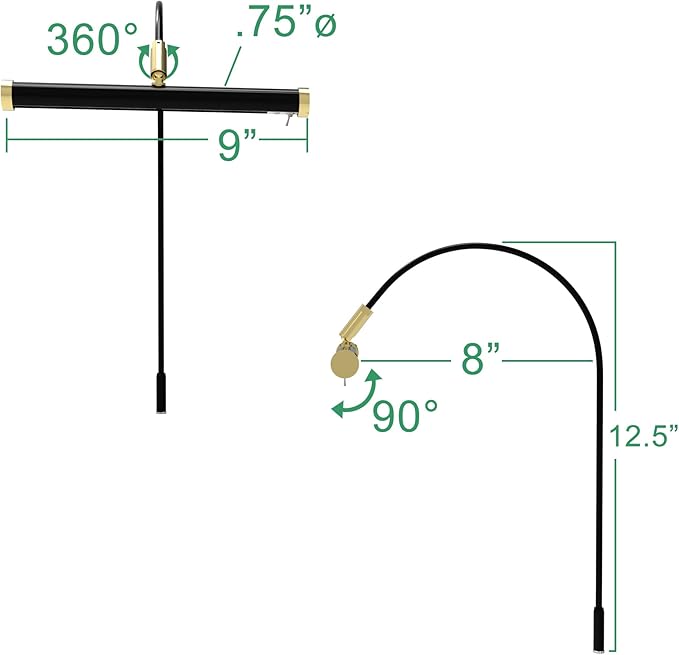 Cocoweb 9 Inch Tru-Slim Black Picture Light - LED, 2700K, Adjustable Arm, Plug-in, Toggle Switch, Sleek and Compact Design
