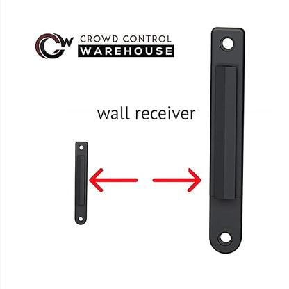 Crowd Control Warehouse - CCW Series WMB-120 Fixed Wall Mount Retractable Belt Barrier - 11 Foot, Brown Belt with Black Steel Case
