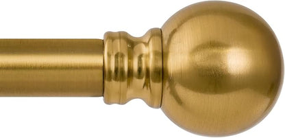 Modern Gold Curtain Rods for Windows 66 to 120 Inch Long Heavy Duty Brass Window Curtain Rod 1" Diameter Adjustable with Metal Finials for Living Room Bedroom Farmhouse Kitchen Outdoor