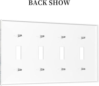 Decorative Light Switch Plate Covers Blue Starfish Coral Seaweed 4 Gang Light Switch Cover Quad Toggle Wall Plate Outlet Covers for Bathroom Bedroom Decor