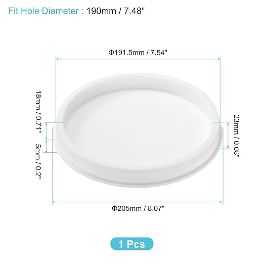 uxcell 1Pcs Silicone Hole Plug, Waterproof Round Rubber Stoppers Bottle Seal Plugs Tube Pipe End Caps for 190mm/7.48" Hole for Bathtub Bottle, White