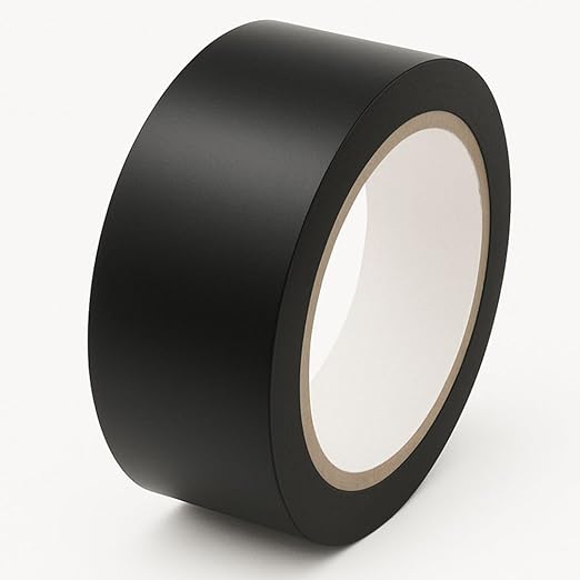 GTSE 2 inch x 108 ft Black PVC Vinyl Floor Tape, Safety Marking Tape, 6 mil Thick, Suitable for Dance Floors, Gyms, Warehouses, Sports Facilities
