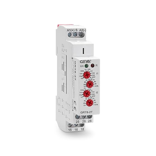GRT8-2T Double Delay On Timer Relay，16A AC/DC12V to 240V Adjustable Two Groups of Output terminals with Different delay on Times Relay of Wide Time Delay Range for 0.1 Seconds to 10 Days