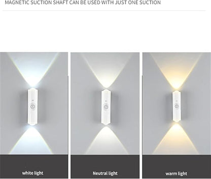 Rechargeable Smart LED Motion Sensor Ambient Light, Punch-Free Smart Sensor Magnetic Rechargeable LED Lights, Color Changing Motion Sensor Light for Stairs, Wardrobe, Cabinet (6, White-RGB 7colors)