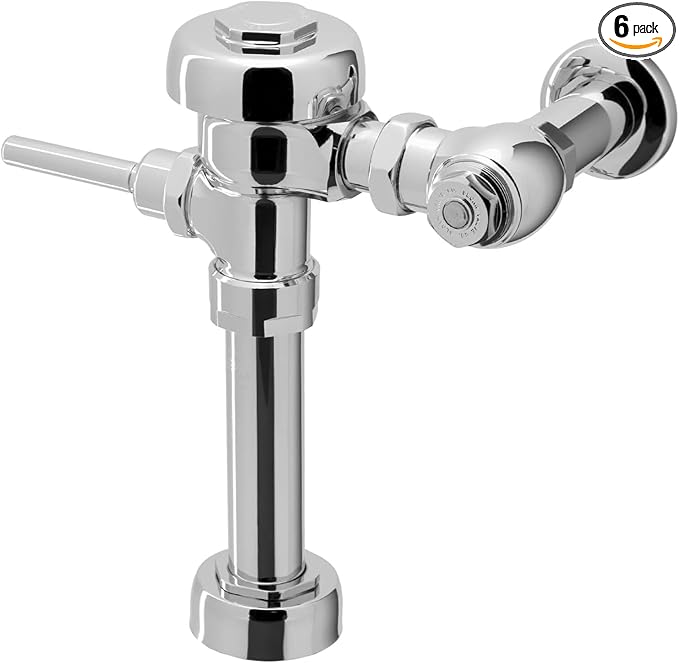 Sloan Regal 111 Exposed Manual Water Closet Flushometer (6 - Pack), 1.6 GPF Manual Flush Valve - Single Flush, Fixture Connection Top Spud, Diaphragm Valve, Polished Chrome Finish, 3080053