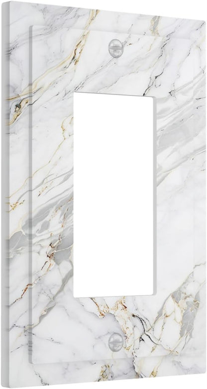 Decorative Outlet Covers Gray Gold Marble Abstract Modern Luxury 1 Gang Single Rocker Light Switch Cover Plate GFCI Wall Plates Electrical Switch Plate Cover for Bedroom Home Decor