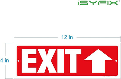 iSYFIX Exit Signs - 12 Pack 12x4 Inch Directional Up Arrow Signs, 40 mil Polystyrene Plastic, UV Laminated, Scratch & Fade Resistant, Waterproof - Ideal for Office, Theater, School, Business