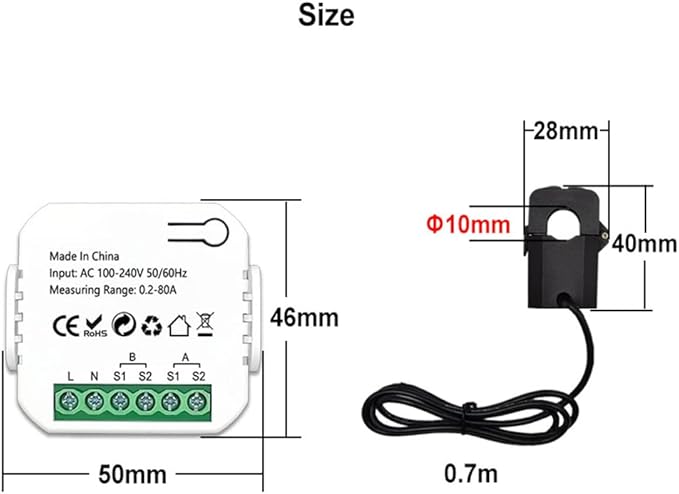 WiFi Intelligent Energy Meter Solar PV System Power Production Consumption Bidirectional Monitoring Meter Mobilephone APP Control Power Monitor with CT
