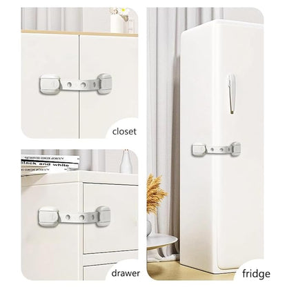 Child Safety Strap Locks (10 Pack) Baby Locks for Cabinets and Drawers, Toilet, Fridge & More. Adhesive Pads. Easy Installation, No Drilling Required, White/Gray (Gray, 10 pcs (Pack of 1))