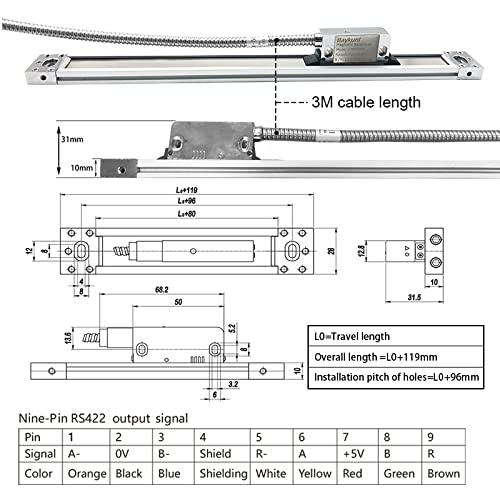 3 Axis DRO Digital Readout for Metal Milling Machine Lathe Machine Tool 470mm+970mm+270mm Magnetic Scale 5um IP67 Sealing Protection 18" x 38" x 10 "