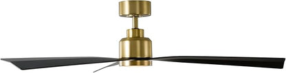 WAC F-003L-SB/MB Clean 52" Outdoor Ceiling Fan with LED Lights and Remote, Soft Brass Matte Black