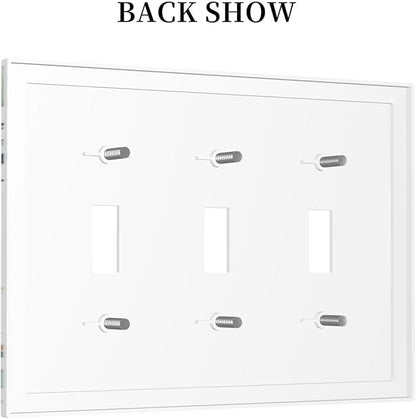 Decorative Light Switch Cover Plate Eucalyptus Leaf Geen Sage Leaves 3 Gang Wall Plates for Electrical Outlets Triple Toggle Switch Plate Covers Outlet Covers Faceplate for Bedroom Home Decor