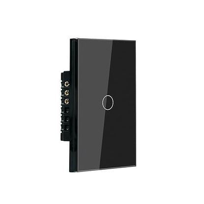 WiFi Smart Light Switch 118X72X34MM Need Neutral Wire,2.4GHz Wi-Fi Touch Switch,Work with Smart Life/Tuya App, Compatible with Alexa and Google Home, Black 1 Gang