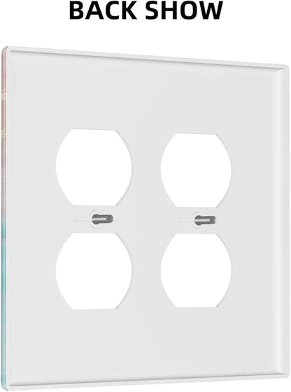 Colorful Marble Butterfly Gold Glitter Abstract Print Outlet Covers 2 Gang Double Duplex Decorative Light Switch Covers Electrical Wallplates Socket Faceplate for Bed Room Living Room Decor