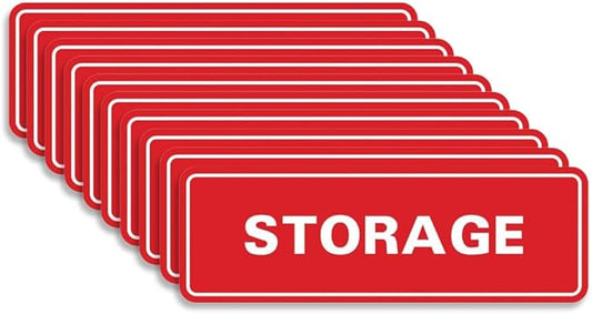 Standard STORAGE Door/Wall Sign -Red - Small (10 Pack)