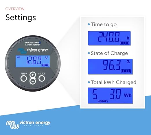 Victron Energy BMV-710H Smart Battery Monitor with Shunt - 60-385 VDC - Display and Bluetooth - Grey