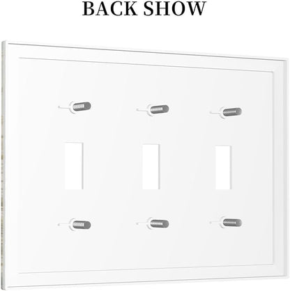 White Wildflowers Daisy Vintage Floral Decorative Switch Plates 3 Gang Wall Plate Triple Toggle Light Switch Cover Faceplate Electrical Wall Panels for Bed Room Living Room Decor