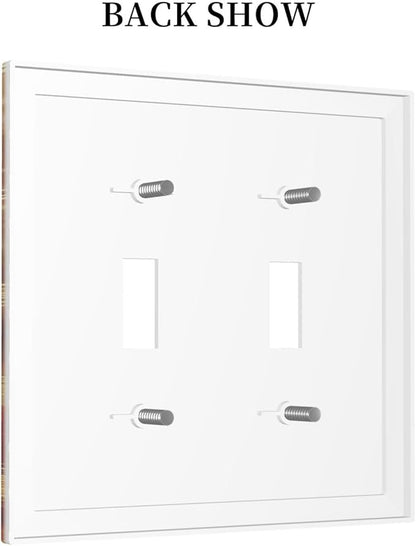 Decorative Light Switch Cover Plate Golden Leaf Red Peony Flowers Floral 2 Gang Wall Plate Oversized Double Toggle Two Switch Wall Cover Plate Dual Device Faceplate
