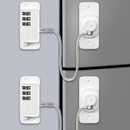 Child Proof Your Fridge & Freezer, AOSITE 2-Pack Adhesive Digital Locks, Keyless Entry with Combination Code for Kids Safety, No Keys, No Drilling (White Adults Fridge Children Lock)