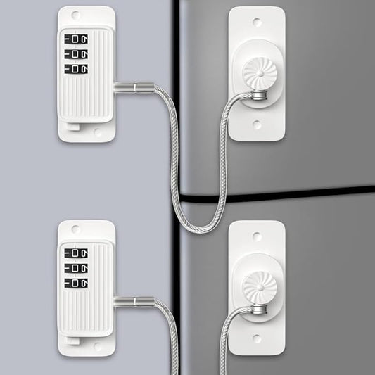 Child Proof Your Fridge & Freezer, AOSITE 2-Pack Adhesive Digital Locks, Keyless Entry with Combination Code for Kids Safety, No Keys, No Drilling (White Adults Fridge Children Lock)