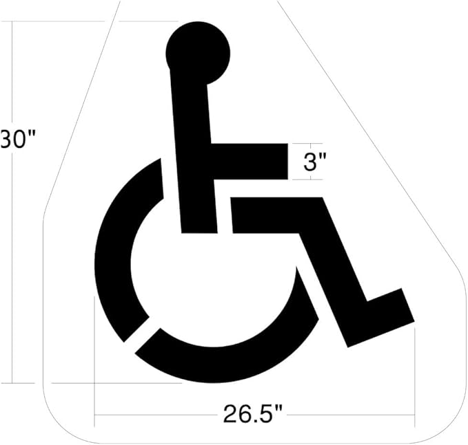 Small Handicap Parking Stencil | Part#: 10000571 | 26.5" W x 30" H | Flexible and Durable 1/8" PolyTough Lifetime | Made in USA