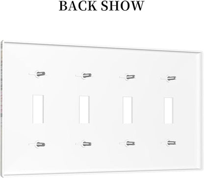 Light Switch Cover Plate Rustic Floral Watercolor Flower Blossom Butterfly Quad Toggle Wall Plates Decorative Switch Plates 4 Gang Outlet Covers Electrical Panel Cover Faceplate for Home 4.5 X 8 IN