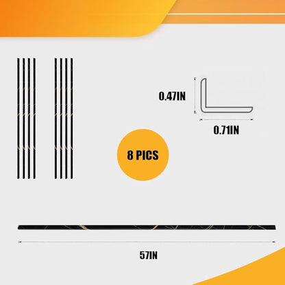 OUZUGIE 8-Pack 57 Inches, WPC Slat Wall Panel Trim,Corner Guard for Low Grille (Black Marble)