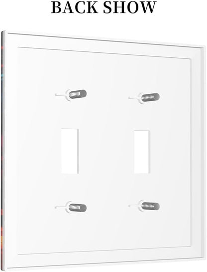 Colorful Graffiti Basketball Sport Basket Hippie Double Toggle Light Switch Covers 2 Gang Wall Plate Dual Decorative Switchplate Electrical Faceplate for Country Bathroom Bedroom Decor