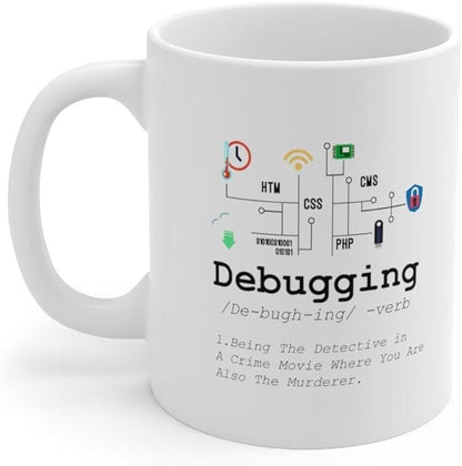 Personalized Debugging Definition Mug Customized Funny IT Programmer Programming Coding Code Coffee Mug 11oz Computer Teacher Student Present 11oz
