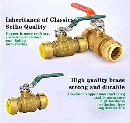 (Pack of 5) AB 1/2 Inch Push Fit Ball Valve, 1/2 Inch Water Shut Off Valve with Disconnect Clip, Full Port Push Connect Ball Valve for Copper, CPVC,PE-RT and PEX Pipe, UPC Certified