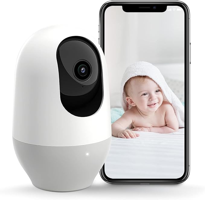Nooie Baby Monitor, WiFi Pet Camera Indoor, 360-degree Wireless IP Camera, 1080P Home Security Camera, Motion Tracking, Super IR Night Vision, Works with Alexa, Two-Way Audio, Motion & Sound Detection