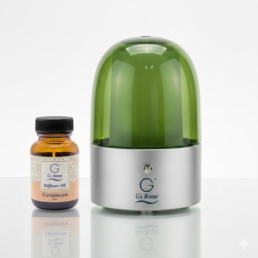 G’s Breeze Smart Diffuser with Refill – Bluetooth & Wi-Fi App Control, Gradient LED Lighting, Adjustable Scent Intensity, Low Noise, 24 Hour, Aromatherapy Diffuser for Home & Office - Cantaloupe