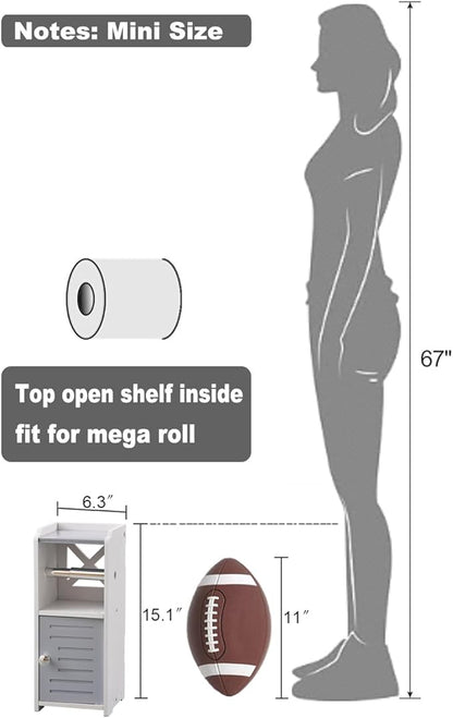 AOJEZOR Toilet Paper Holder Stand: PVC Bathroom Cabinet Storage for Apartment Dwellers - Bathroom Storage - Light Grey