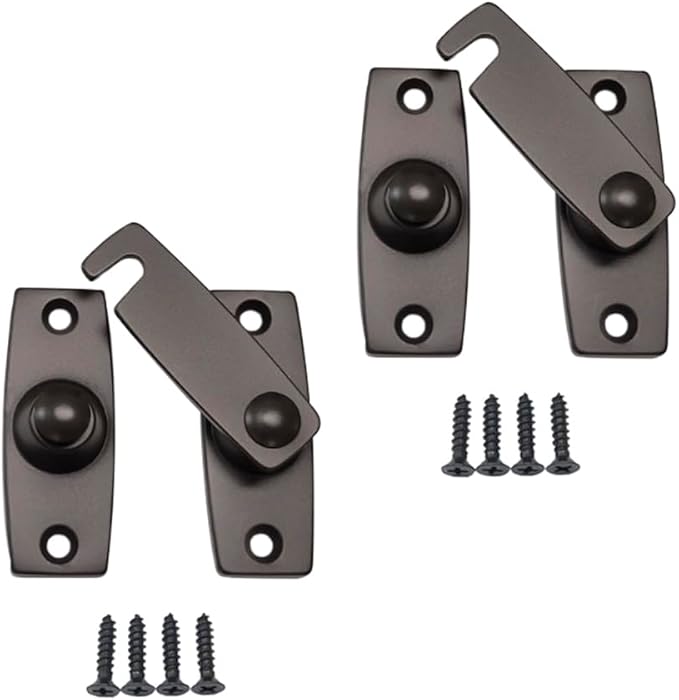 QCAA 2.5" x 2.65", Large, Heavy Forged Solid Brass Door Latch, 180 Degrees Flat Surface Mounting Door Latch Buckle for Doors & Windows, US10B ORB Oil-Rubbed Bronze, 2 Pack, Made in Taiwan