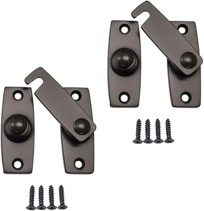 QCAA 2.5" x 2.65", Large, Heavy Forged Solid Brass Door Latch, 180 Degrees Flat Surface Mounting Door Latch Buckle for Doors & Windows, US10B ORB Oil-Rubbed Bronze, 2 Pack, Made in Taiwan
