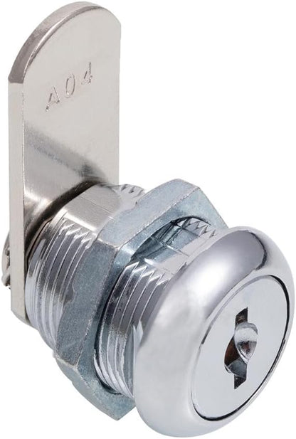 Cabinet Cam Locks Keyed Alike, 5/8” Cylinder Cam Locks for Tool Box RV Compartment Mailbox Vending Machine Drawer File Cabinet, Fits 3/8” Max Panel Thickness, Chrome Finish with 3 Cams and 2 Keys