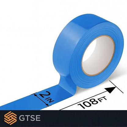 GTSE 2 inch x 108 ft Blue PVC Vinyl Floor Tape, Safety Marking Tape, 6 mil Thick, Suitable for Dance Floors, Gyms, Warehouses, Sports Facilities