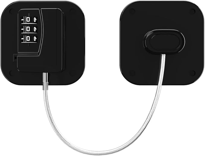 Refrigerator Lock - Heavy Duty Fridge & Cabinet Lock, Keyless Combination Lock for Drawers, Ovens, Trash Cans, and More | Easy Install | Black (2-Pack)