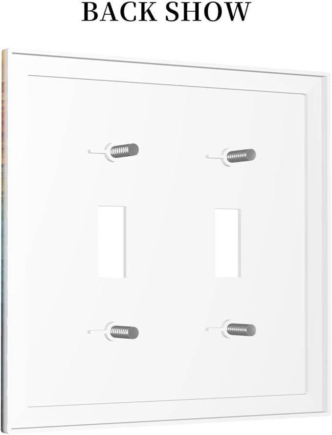 Abstract Colorful Modern Luxury Rainbow 2 Gang Double Toggle Light Switch Cover Decorative Switchplate Electrical Wall Plates Faceplate for Bathroom Bedroom Decor 4.9 X 5 IN