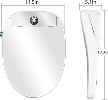 Electric Bidet Toilet Seat, Filtered & Unlimited Warm Water, 8 Modes Spa Wash, Warm Air Dryer, Heated Seat, Self-Clean Stainless Steel Nozzle, HD Night Light. 10-year warranty. (TB-45EV,Round)