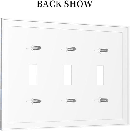 Blue White Flowers Light Switch Covers 3 Gang Triple Toggle Wall Plate Decorative Switchplate Electrical Faceplate for Farmhouse Living Decor