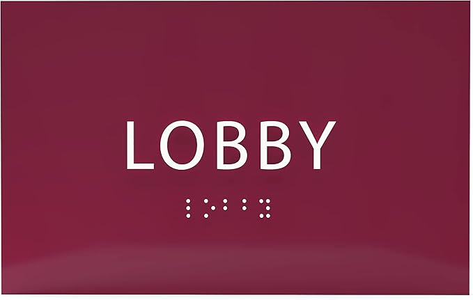 6" X4" Lobby Sign - Tactile Graphics Grade 2 Braille Text Reception Area Sign| Utility ADA Compliant Wall Mount Plastic Signs For Hospital, Offices, Businesses & Apartments