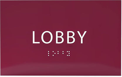 6" X4" Lobby Sign - Tactile Graphics Grade 2 Braille Text Reception Area Sign| Utility ADA Compliant Wall Mount Plastic Signs For Hospital, Offices, Businesses & Apartments