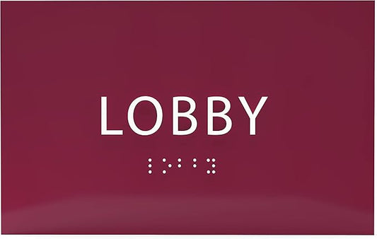 6" X4" Lobby Sign - Tactile Graphics Grade 2 Braille Text Reception Area Sign| Utility ADA Compliant Wall Mount Plastic Signs For Hospital, Offices, Businesses & Apartments