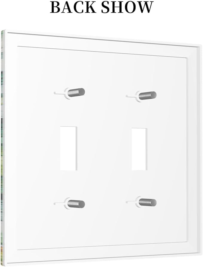 Vintage Floral White Flowers Green Plants Leaves Decorative Switch Plates 2 Gang Double Toggle Outlet Light Switch Cover Wall Plate Electrical Faceplate for Bedroom Bathroom Decor